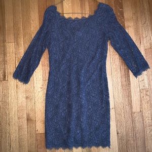 Navy Blue Lace Dress by Diane Von Frustenberg